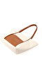 Cream - Taba Shk80 Faux Leather Large Size Shoulder Bag with Front Pocket, Snap Fasteners, and Makeup Bag - 5