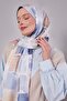 Baby Blue Checker Pattern Twill Shawl - 2
