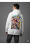 Lenithra Pop Art Coca Cola Back Printed Unisex Oversize White Hoodie