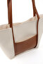 Cream - Taba Shk80 Faux Leather Large Size Shoulder Bag with Front Pocket, Snap Fasteners, and Makeup Bag - 7