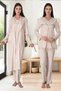 Women's Milk Coffee Design Cotton Maternity Pajamas Set 3-Piece Set