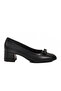 Black Leather Bow Ribbon Women's Heeled Shoes 519081 Z - 2
