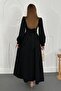Black Long Sleeve Flared Dress - 4