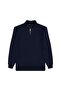 Unisex 3-Pack Navy Blue-Indigo-Grey Relax Fit Cotton Half-Zip Stand Collar Sweatshirt - 2