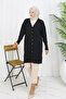 Self-Stripe Long Mercerized Cardigan N3179 Black