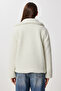 Polo Collar Zippered Plush Coat Lci0042 Ekru - 8