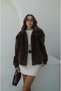 Brown Padded Fur Bomber Jacket