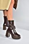 V272784260 Brown Rustic Thick Heeled Women's Boots - 2