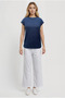 Midnight Blue Crew Neck Glitter Short Sleeve Women's T-Shirt - 2