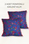 Pompom Throw Pillow Cover - Velvet Throw Pillow Cover - Set of 2 - Bohemian Decorative Pillow - 2
