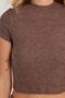 Women's Slim Fit Tight-Fitting Half Turtleneck Short Sleeve Brown Blouse - 3