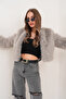 Crop Boy Basic Collar Feather Jacket - 6