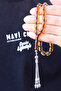 Light Green Capsule Cut Silver Tassel Fire Amber Prayer Beads 201024535 - 2