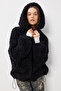 Hooded Oversize Faux Fur Coat Lci0041 Black - 4