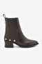 Women's Pointed Toe Cowboy Chelsea Double Elastic Trock Studded Heeled Boots Alura Brown - 3