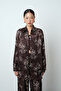 Women's Floral Patterned Brown Oversize Cut Shirt