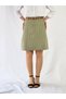 High Waist Chanel Woven Fabric Knee-Length Green Checked A-Line Skirt