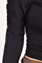 Women's Black Gathered Sleeve Crop Blouse Arm-26K042015 - 2