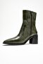 Chara Green Print Women's Thick Heeled Boots - 4