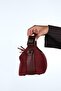 Island Burgundy Suede Genuine Leather Women's Shoulder Bag - 5