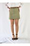 High Waist Green Checked Woven Fabric Mini Bell Skirt - 3