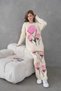 Women's beaded and embroidered loose fit knit sweater and pants top and bottom set - 6
