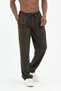 Pleated Elastic Waist Lace-Up Wide Leg Brown Baggy Trousers