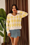 Women's Diamond Pattern Shirt Collar Long Sleeve Knitwear Sweater - 5