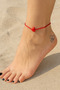 Red Satin Rope Anklet with Heart Detail Adjustable - 2
