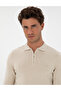 Cream Melange Slim Fit Polo Neck Zippered Basic Knitwear Sweater 50315406-Vr159 - 2