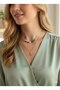 Women's Green Pearl Bead Detailed Double Butterfly Necklace - 2