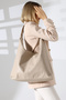 Beige Women's Bag Large Size Shoulder and Shoulder Bag - 5