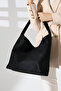 Black Suede Women's Bag Large Size Zippered Shoulder and Shoulder Bag
