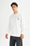Regular Fit Printed White Men's Sweatshirt L2520361102 - 3