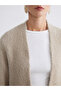 Beige Shawl Collar Patterned Women's Knitwear Cardigan - 3