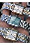 Women's Watch Square Case Blue Silver Steel Band, Original Box, Bracelet Gift