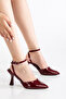 Selena Women's Thin Heeled Ankle Strap Patent Leather Flat/Glitter Pointed Toe Casual Stylish Party Shoes - 3