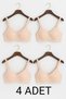 4 Pieces of Skin-Colored Cotton Wireless Sponge-Free Combed Comfortable Women's Bra