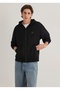Logo Printed Zippered Hooded Loose Fit Sweatshirt