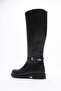 Women's Leather Boots with Zipper Platinum Buckle Black Reva - 4