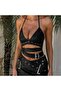 Lace Spaghetti Strap Padded Bralette Bustier Cropped Blouse Corset Bodysuit Gothic Costume