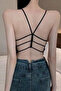Lace Spaghetti Strap Padded Bralette Bustier Cropped Blouse Corset Bodysuit Gothic Costume - 2