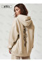 Wild Tiger Printed Unisex Beige Oversize Hooded Sweatshirt Hoodie