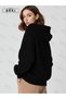Small Pixel Cute Heart Printed Women's Black Oversize Hooded Sweatshirt Hoodie - 4