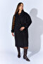 Oversized Long Cashmere Coat with Epaulettes on the Sleeves and Two Buttons on the Front - Black |   Mkw355557-01
