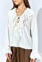 Ruffled Chiffon Blouse with Tie Detail - Ecru |   Mkw179839-01 - 4