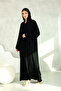 Solid Black Embroidery Beaded Abaya