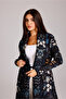 Dark Floral Printed Open Belted Freesize Abaya - 2