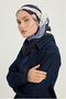 Nodes and Stories - Navy Blue - Vierra Patterned Viscose Scarf - 90X90 cm - 3