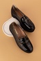 Genuine Leather Wedge Heeled Stylish Shoes Ast.8401 Black Patent Leather - 5